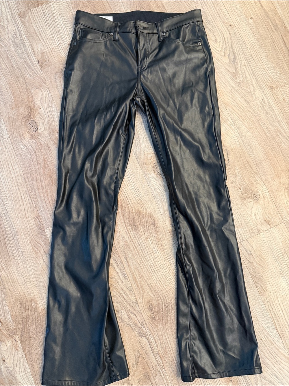 Women’s Black Faux Leather Jeans - Classic Slim Fit - Picture 1 of 3